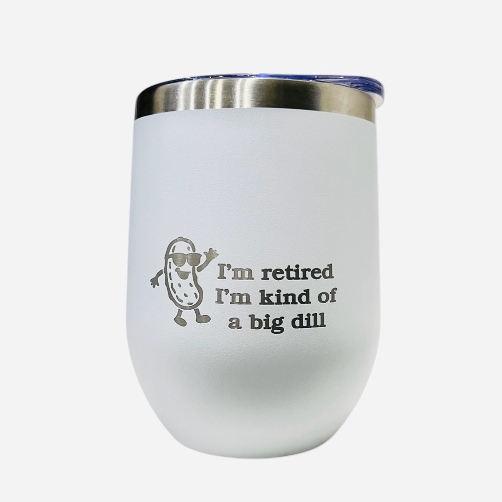 White Insulated Tumbler with Fun Pickle Design